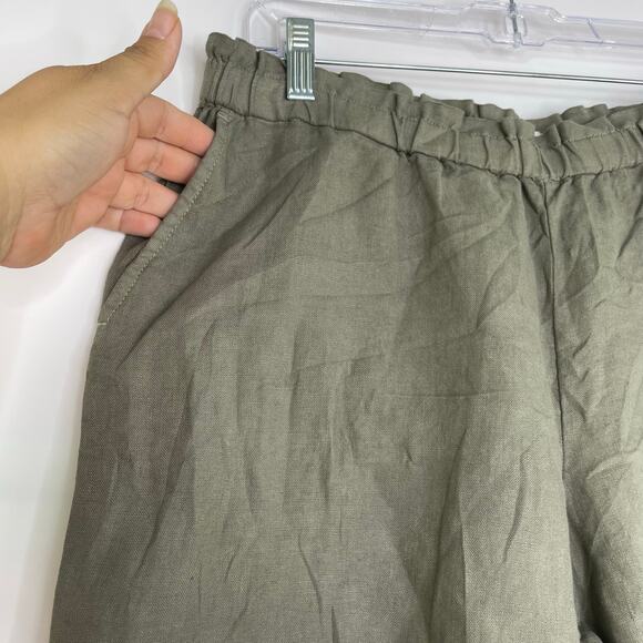 Purejill Garment Dyed Linen Olive Green Shorts Women's Medium NWT 100% Linen - Picture 3 of 12